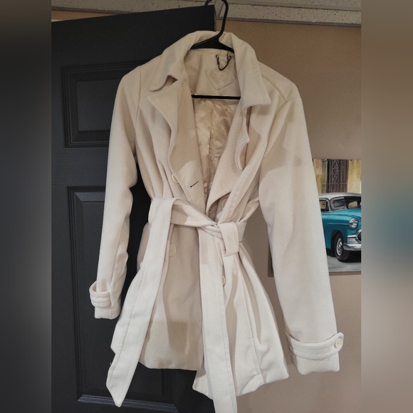 JOU JOU cream double breasted peacoat - Picture 12 of 16